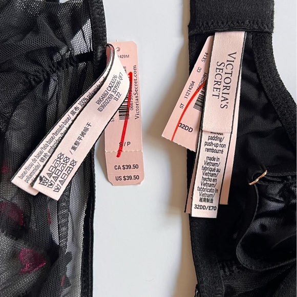 NWT VS bra panty set embroidered hearts valentine 32DD/34C Small - Picture 5 of 5